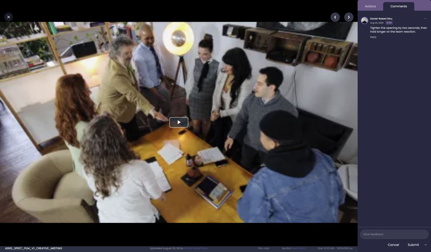 Previzualizare video în Nivlo cu un comentariu legat de un moment din clip